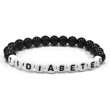 Imagem de COMTRUDE Pulseiras de alerta médico para mulheres, pulseira de identificação médica para homens, pingente personalizado, etiqueta de joias, pulseira de acrílico com contas obsidiana, presente para