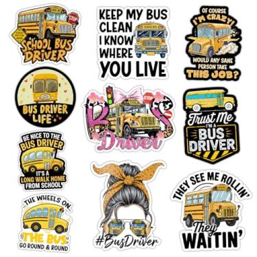 Imagem de (10 peças) Adesivos engraçados de ônibus escolar, adesivos de vinil rosa para motoristas de ônibus – Adesivos de volta às aulas de saúde mental para garrafa de água, caderno, carro, estudantes