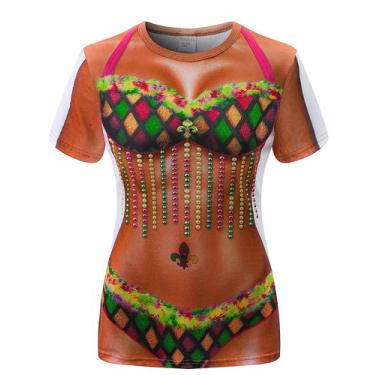 Imagem de Camiseta Roseelf Mardi Gras feminina, biquíni, estampa corporal, XXL