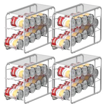 Imagem de MOOACE Pacote com 4 organizadores de latas para despensa, rack empilhável de dispensador de latas de refrigerante, organizador de despensa, suporte de armazenamento de alimentos enlatados para armário