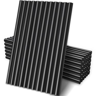 Imagem de Manarty Bastões de cola preta, 48 peças de 0,43 polegadas de diâmetro x 20,3 cm de comprimento, bastões de cera de derretimento de cola quente, para metal, madeira, vidro, flores, tecidos, bricolage