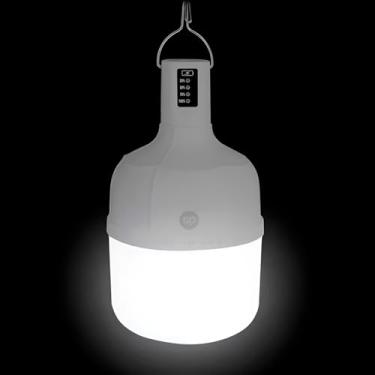 Imagem de Luminária LED Recarregável, 38W, Branca, 22x10cm, 5 Modos de Iluminação, com Gancho, Emergência e Uso Externo