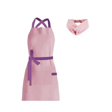 Imagem de Avental Alça Cruzada e Faixa Turbante Rosa Roxo Sorveteria