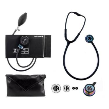 Imagem de Kit Esfigmomanômetro + Estetoscópio Duplo Bic - Cores,  Preto Black Ra