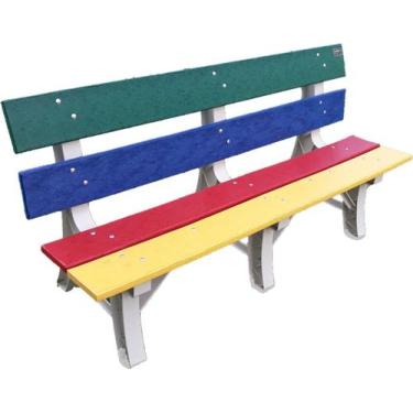 Imagem de Banco de jardim madeira plástica maciça colorido com 3 lugares recicla