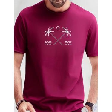 Imagem de Camiseta Masculina Coqueiro Praia Mar Casual Algodão Malha Premium - N