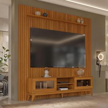 Imagem de Painel Ripado Com Rack Tv 75 Polegadas Reflecta Amber 229cm - Cedro