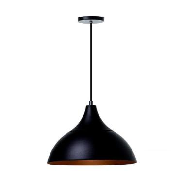 Imagem de Lustre Pendente Sala Estar Balcão Panamá - Ideallume, Preto com cobre