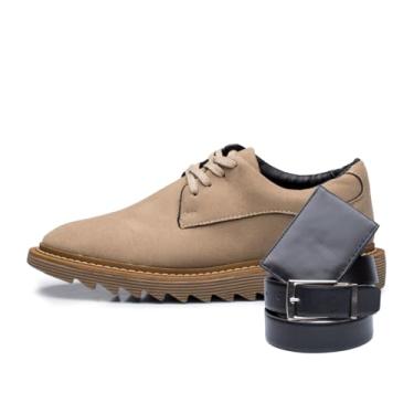 Imagem de Nicolau Sapato Social Oxford Masculino, Couro Sintético, Sola Tratorada, Estilo Brogue, Marrom, com Carteira e Cinto, para Escritório e Ocasiões Formais (Capuccino Ambar, BR, Adulto, Numérico, 43)