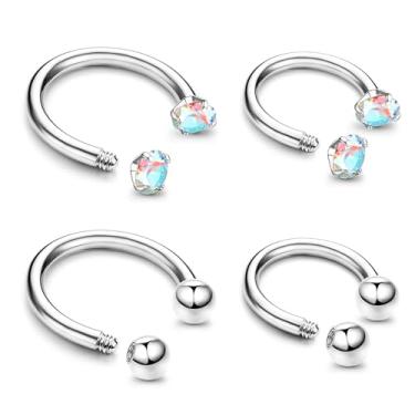 Imagem de ZZHDCC Anel de nariz em ferradura 16G para mulheres conjunto de anéis de septo de aço inoxidável bola rosqueada internamente CZ pequenos anéis de nariz de septo cartilagem hélice daith tragus narina
