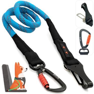 Imagem de Cinto de segurança para cães | Cinto de segurança universal para animais de estimação com corda de escalada refletiva, mosquetão de alumínio de aviação com giro de 360° e trava automática, restrição