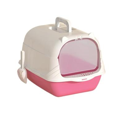 Imagem de Caixa De Areia Fechada Para Gatos Grande Com Pá Higiênica Adequado Para Gatos De 0 A 30 Kg(Com colher de gato,Rosa)