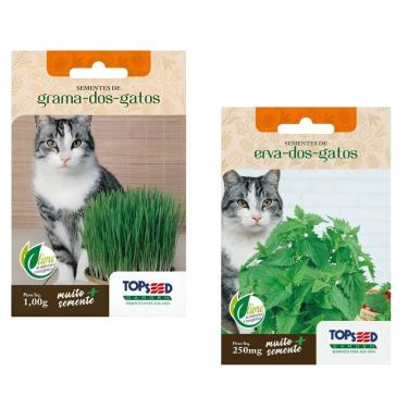 Imagem de Kit 2 SACHÊS De Sementes De Grama E Erva Dos Gatos Catnip 1000 sementes de cada