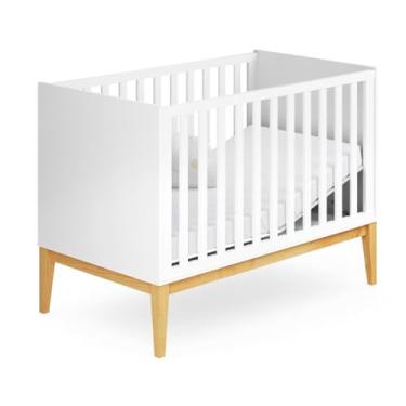 Imagem de Berço Retrô 2 em 1 Amor Perfeito Branco Padrão Americano com Mini Cama, MDF e Madeira Maciça, Regulagem de Altura e Pintura Atóxica