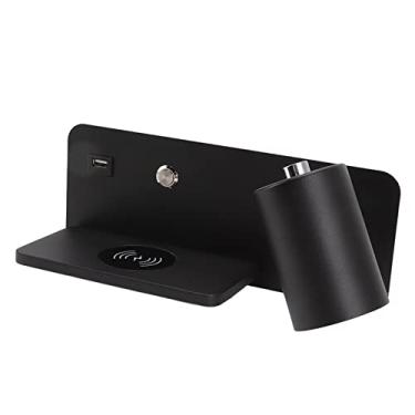 Imagem de Lâmpada de Parede de Cabeceira, Luz de Parede LED de Carregamento Sem Fio USB para Sala de Estar, Quarto, Suporte de Lâmpada Ajustável de 330 Graus + 150 Graus, Moderno e