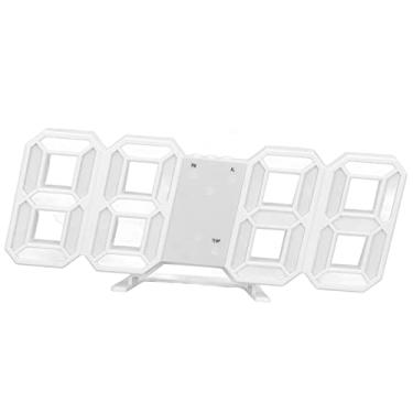 Imagem de Relógio de Parede LED 3D, Cronômetro de Despertador de Parede Digital, Quadro Branco Minimalista Com Temperatura, Alarme, Fonte de Alimentação USB para Sala de (Palavra rosa)