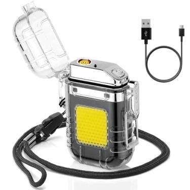 Imagem de Isqueiro Elétrico Recarregável USB com Luz LED Portátil para Viagens (1 PCS)