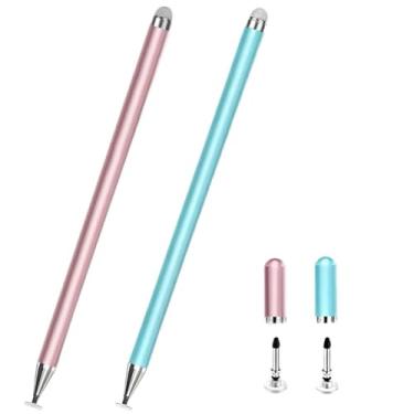 Imagem de 2 canetas Stylus para tablet Fire Max 11/HD 8Plus/8/7plus/7 crianças HD compatíveis com iPad iOS/Android Tab S Pen (azul + rosa)
