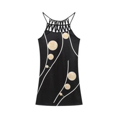Imagem de Vestido Casual Verão 2024 - Malha com Cinto e Impressão, BR-P, Preto