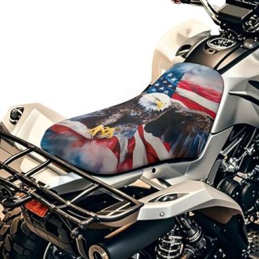 Imagem de gearider Eagle Capas de assento ATV bandeira dos EUA capa de almofada de assento de motocicleta proteção para assentos de 4 rodas para Sportsman Rancher Foreman Scrambler