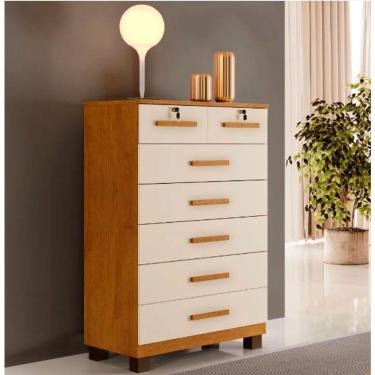 Imagem de Cômoda New Barcelona 7 Gavetas Benetil Móveis - Cinamomo/off