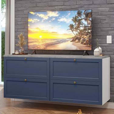 Imagem de Rack Para Tv Até 70 Polegadas 160cm 4 Gavetas Vik Madesa 04 Branco-azul