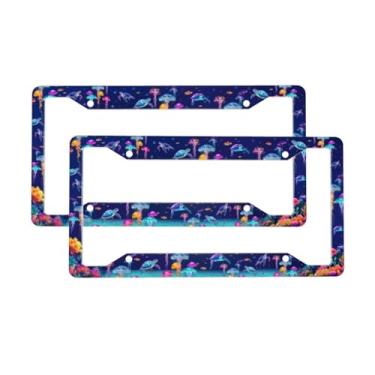 Imagem de Moldura de placa de carro tartaruga marinha pacote com 2 acessórios decoração de carros 30 x 15 cm para homens e mulheres