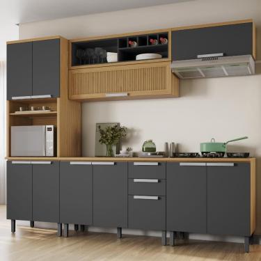 Imagem de Armário de Cozinha Compacta 270cm New Porto Grafite Madeira Itatiaia