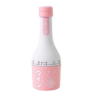 Imagem de Gerenciador de tempo em forma de garrafa, temporizador mecânico de 60 minutos com alarme alto, ferramenta de autodisciplina para estudantes, despertador de cozinha e cozinha (rosa claro)