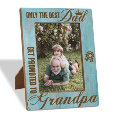 Imagem de XHWLYN Presente para vovô, porta-retratos 20 x 15 cm, presente para novos avôs, presente de dia dos pais, moldura de madeira para presente, apenas os melhores pais são promovidos a vovô