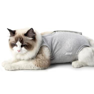 Imagem de Cat Professional Recovery Suit para ferimentos abdominais ou doenças de pele, alternativa para gatos e cães, roupa de pijama pós-cirúrgica (G, branco)