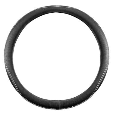 Imagem de Capa de volante, universal de 38 cm, protetor de volante de couro sintético, antiderrapante, respirável e compatível com aquecimento para carros, caminhões, SUVs, vans