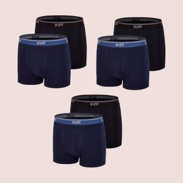 Imagem de Kit 6 Cuecas Boxer Em Algodão Costura Fina Trifil, Preto, Marinho, G