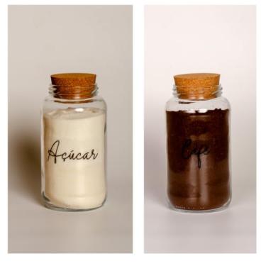 Imagem de Pote de armazenamento cafe Kit Cantinho do Café - ESCOLHA SEU KIT - Potes de Vidro 830 ml com Tampa de Cortiça(Açucar e Café)