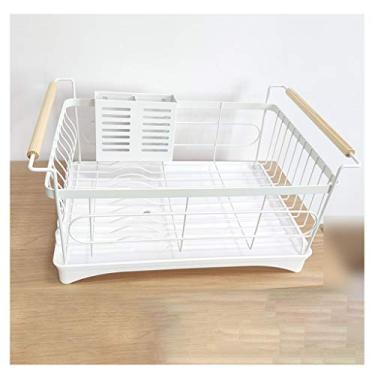 Imagem de CNBYDK Escorredor de pratos, escorredor de louça, escorredor de pratos de cozinha, escorredor de pratos com suporte de utensílios de cesta de armazenamento de malha completa, suporte de copo de vinho