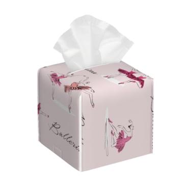 Imagem de Suporte quadrado de couro para caixa de lenços de papel, impermeável, com estampa de palavras de balé, organizador de papel facial com cinto inferior, estojo de lenços para mesa, banheiro, escritório