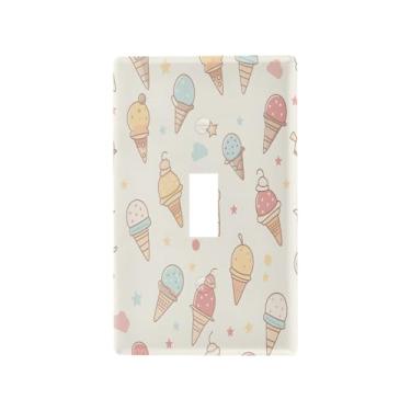Imagem de Blueangle Capa para placa de parede para interruptor de luz - Capa decorativa para interruptor de luz com padrão de sorvete, placa de parede, tamanho 1 gangue 4,53 x 2,76 polegadas (484)