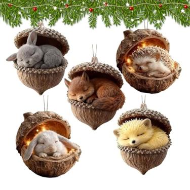 Imagem de Decoração de árvore de Natal | Decoração com pingente festivo 2D plano | Enfeites de animais fofos | para amigos da família, ambientes internos, externos, janela, prateleira, mesa, sala de estar, casa