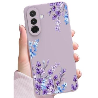 Imagem de SOPROCAS Capa para Samsung Galaxy A36 5G, lindo design floral para mulheres e meninas, capa de telefone de silicone líquido com proteção contra quedas e forro de microfibra à prova de choque, flor de