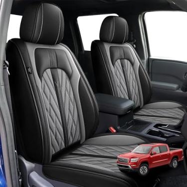 Imagem de Capas de assento para carro 2 capas de assento dianteiras adequadas para Nissan Frontier 2009-2026 capas de assento de couro respiráveis impermeáveis protetores de assento automotivo com airbag