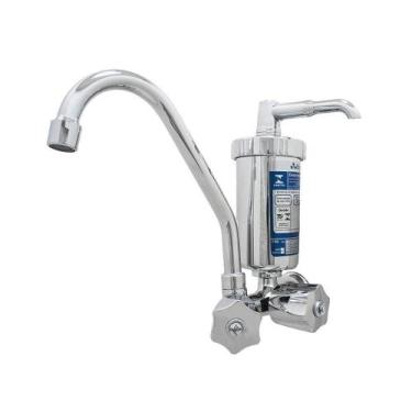 Imagem de Torneira Filtro Cozinha Purificador Tubo Bica Móvel Copo Abs Parede Me