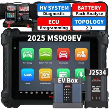 Imagem de Autel MaxiSys MS909 EV, igual ao scanner de diagnóstico inteligente Ultra EV, sistema de alta tensão e análise de bateria, topologia 2.0, codificação e programação ECU, atualização de serviço de 40+