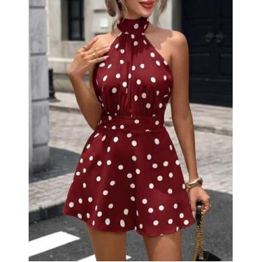 Imagem de Vestido Feminino Curto Frente Única Rodado Poa Bolinha Casual Elegante