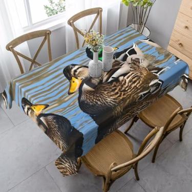 Imagem de Toalha de mesa impermeável Pato Mallard 89 x 139 cm, tecido de camurça pêssego para jantares internos e eventos ao ar livre, resistente a manchas e sem rugas para festas