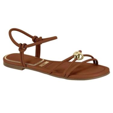 Imagem de Sandália Feminina Rasteira Chinelo Tiras com enfeite dourado Casual Co