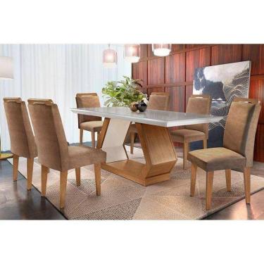 Imagem de Sala de Jantar Completa 180Cm + 6 Cadeiras Imbuia Capuccino Chocolate