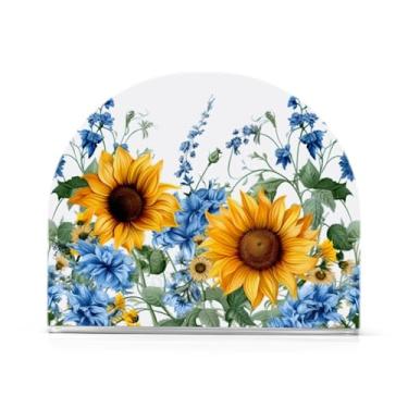 Imagem de Wassud Girassóis e Bluebells (3) Porta-guardanapos de acrílico, dispensador de guardanapos de papel moderno em forma de U para mesa, cozinha, sala de jantar, bancada 1 peça (comporta 50-60 guardanapos