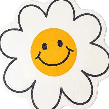 Imagem de POCREATION Tapete de Flor, Tapete de Quarto Macio Imitação de Lã Com Estampa de Desenho Animado e Parte Traseira Antiderrapante, Capacho Absorvente para Lado da Cama Cozinha Banheiro (Dia 80cm)