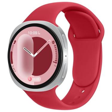 Imagem de Pulseira de silicone esportiva, compatível com Samsung Galaxy Watch 8 de 40 mm e 44 mm/Galaxy Watch 8 Classic de 46 mm, pulseira S Watch masculina e feminina (vermelho vibrante, Galaxy Watch 8
