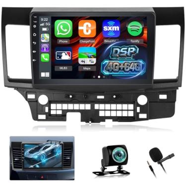 Imagem de [4+64G] para Mitsubishi Lancer 2008-2017 Upgrade Radio: NHOPEEW 10,1 polegadas IPS Touchscreen Android Stereo - Carplay sem fio e Android Auto, página inicial personalizada, 5G/WiFi, GPS, DSP + câmera